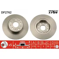 TRW Remschijf DF2762 achter, volledig, 1 Stuk