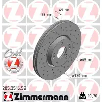 ZIMMERMANN 285.3516.52 Remschijf
