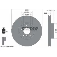 Textar Remschijf 92160805 voorkant, geventileerd, sterk gecarboniseerd, 1 Stuk