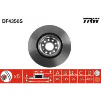 TRW Remschijf LUC DF4350S voorkant, geventileerd, sterk gecarboniseerd, 1 Stuk