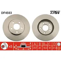 TRW Remschijf DF4503 voorkant, geventileerd, 1 Stuk