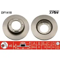 TRW Remschijf DF1418 voorkant, geventileerd, 1 Stuk