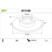 Valeo 673199 Remschijf
