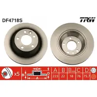 TRW Remschijf DF4718S achter, geventileerd, 1 Stuk