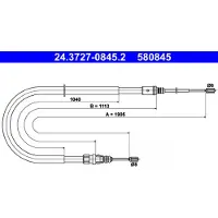 Ate Handremkabel 24.3727-0845.2 ATE voor o.a. PEUGEOT