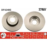 TRW Remschijf LUC DF4248S voorkant, geventileerd, 1 Stuk