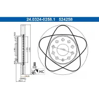 Ate Remschijf 24.0324-0258.1, 1 stuk