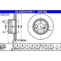 Ate Remschijf Power Disc 24.0322-0103.1, 1 Stuk