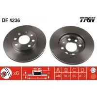 TRW Remschijf DF4236 voorkant, geventileerd, 1 Stuk