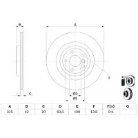 Bosch Remschijf 0 986 479 E61 achter, geventileerd, 1 Stuk