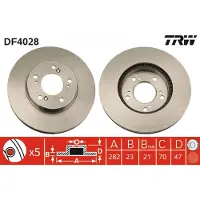 TRW Remschijf DF4028 voorkant, geventileerd, 1 Stuk