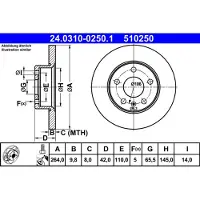 Ate Remschijf Power Disc 24.0310-0250.1, 1 Stuk