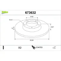 Valeo 673632 Remschijf