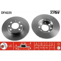 TRW Remschijf DF4225 voorkant, compleet, 1 Stuk