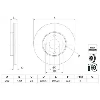 Bosch Remschijf 0 986 479 F70 voorkant, geventileerd, sterk gecarboniseerd, 1 Stuk