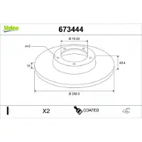 Valeo 673444 Remschijf