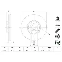 Bosch Remschijf 0 986 479 H12 voorkant, geventileerd, sterk gecarboniseerd, 1 Stuk