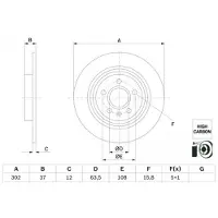 Bosch Remschijf 0 986 479 G98 achter, volledig, sterk gecarboniseerd, 1 Stuk
