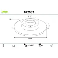 Valeo 672933 Remschijf