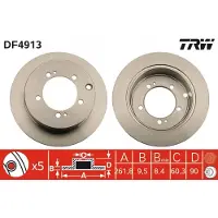 TRW Remschijf DF4913 achter, volledig, 1 Stuk