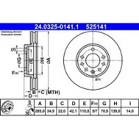 Ate Remschijf Power Disc 24.0325-0141.1, 1 Stuk