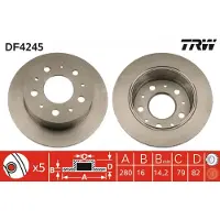 TRW Remschijf DF4245 achter, volledig, 1 Stuk