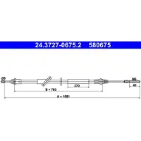 Ate Handremkabel 24.3727-0675.2 ATE voor FORD MAVERICK bouwjaar 2001.02-heden