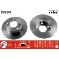 TRW Remschijf DF2651 achter, volledig, 1 Stuk
