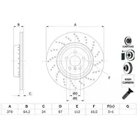 Bosch Remschijf 0 986 479 G13 achter, geventileerd, sterk gecarboniseerd, 1 Stuk