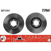 TRW Remschijf DF1707 achter, volledig, 1 Stuk