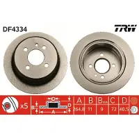 TRW Remschijf DF4334 achter, volledig, 1 Stuk