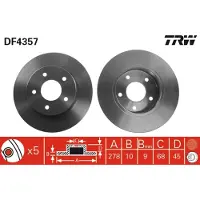 TRW Remschijf LUC DF4357 achter, volledig, 1 Stuk