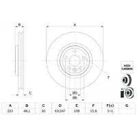 Bosch Remschijf 0 986 479 G32 voorkant, geventileerd, sterk gecarboniseerd, 1 Stuk