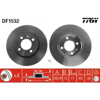 TRW Remschijf DF1532 voorkant, compleet, sterk gecarboniseerd, 1 Stuk