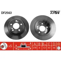 TRW Remschijf DF2563 achter, volledig, 1 Stuk