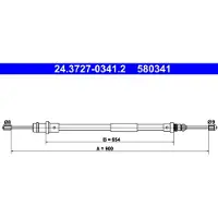 Ate Handremkabel 24.3727-0341.2 ATE voor o.a. CITROEN, FIAT, PEUGEOT