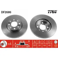 TRW Remschijf DF2686 voorkant, geventileerd, 1 Stuk