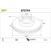 Valeo 672754 Remschijf