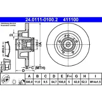 Ate Remschijf 24.0111-0100.2 achter, volledig, 1 Stuk