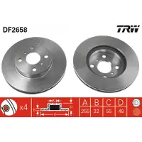 TRW Remschijf DF2658 voorkant, geventileerd, 1 Stuk