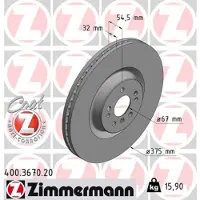 ZIMMERMANN 400.3670.20 Remschijf