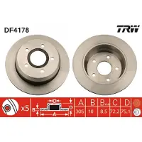 TRW Remschijf DF4178 achter, volledig, 1 Stuk