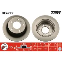 TRW Remschijf DF4213 achter, volledig, 1 Stuk