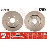 TRW Remschijf DF4811 achter, volledig, 1 Stuk