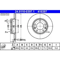 Ate Remschijf 24.0110-0397.1 achter, compleet, 1 stuk