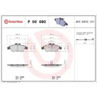 Brembo Remblokken set P 50 080 Brembo voor o.a. MERCEDES-BENZ, VOLKSWAGEN