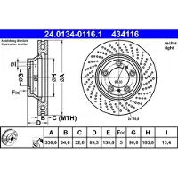 Ate 24.0134-0116.1 Remschijf
