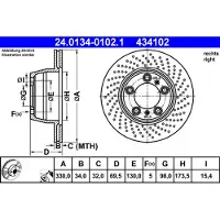 Ate 24.0134-0102.1 Remschijf