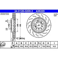 Ate 24.0128-0209.2 Remschijf