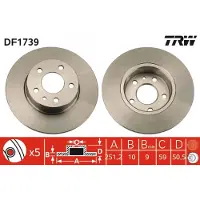 TRW Remschijf DF1739 achter, volledig, 1 Stuk